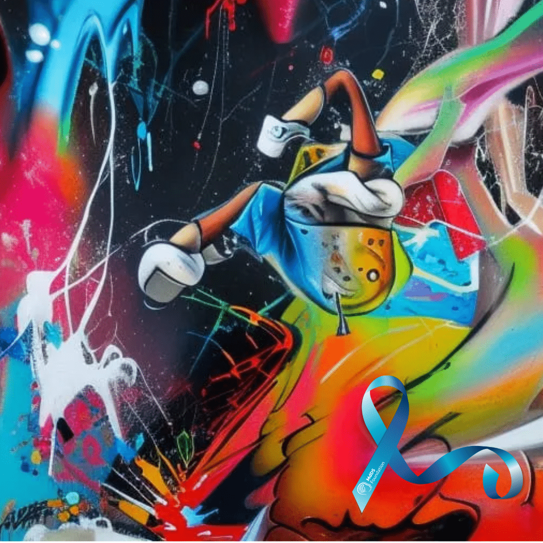 Ilustração gerada por IA de uma pessoa caindo em um espaço intensamente colorido